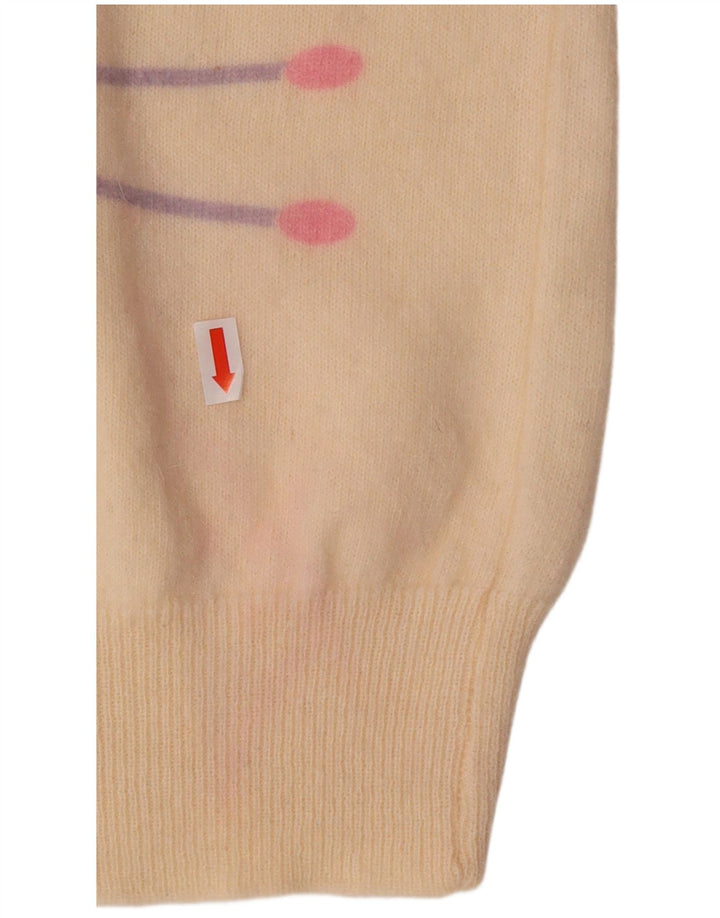 VINTAGE Damen-Pullover mit Rundhalsausschnitt, Gr. 16, groß, cremefarben, geometrisch