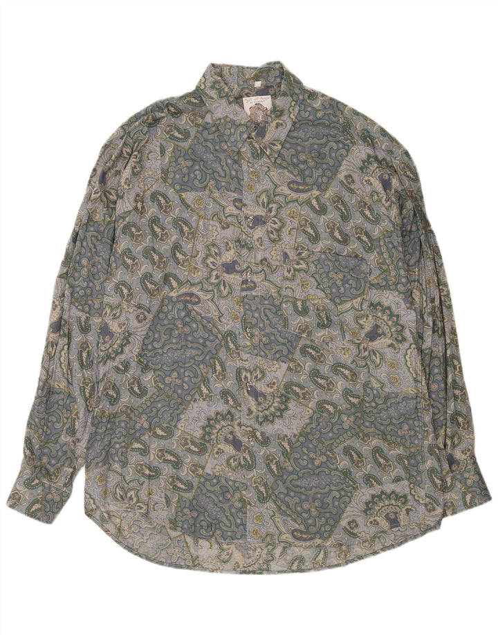 Gandolfi Herrenhemd XL Grau Paisley Viskose