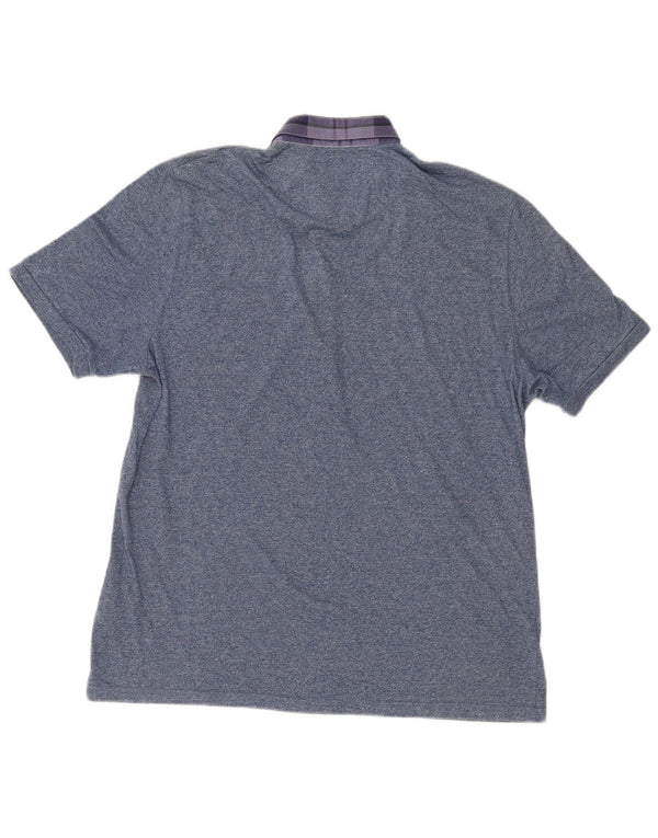 Ted Baker Herren-Poloshirt, Größe 6 2XL, blau gefleckte Baumwolle