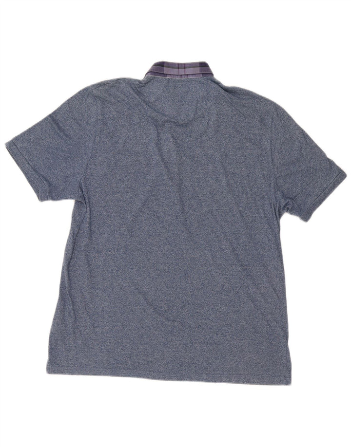 Ted Baker Herren-Poloshirt, Größe 6 2XL, blau gefleckte Baumwolle