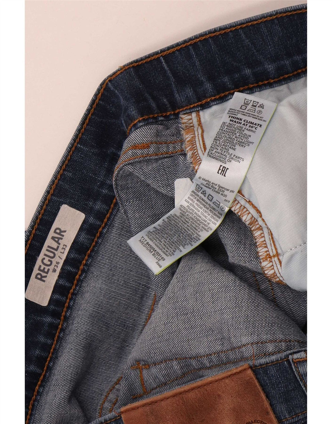 Marks & Spencer Damen Regular Straight Jeans W36 L29 Blaue Baumwolle