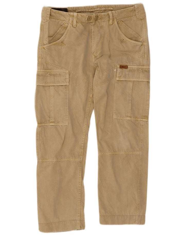 Marlboro Classics Gerade Herren-Cargohose W33 L28 Beige Baumwolle