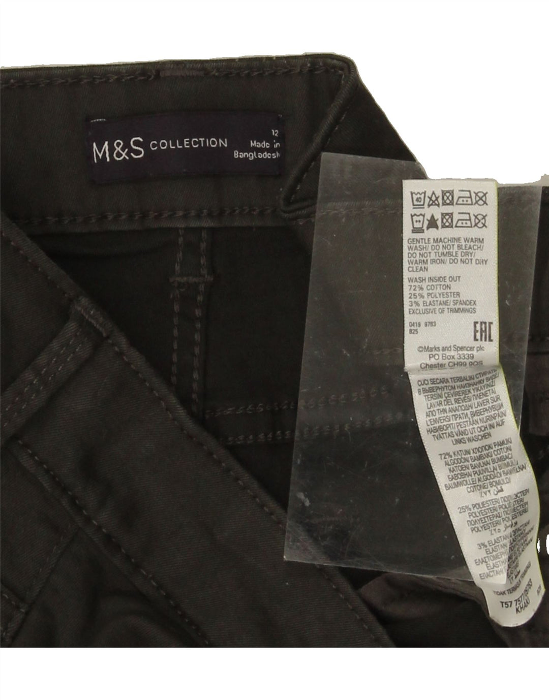 MARKS & SPENCER Womens Slim Jeans UK 12 Medium W30 L27 Khaki Cotton Vintage Marks & Spencer and Second-Hand Marks & Spencer from Messina Hembry 