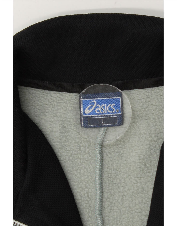 Asics Herren-Fleecepullover mit Reißverschluss am Hals, groß, grün, Farbblock