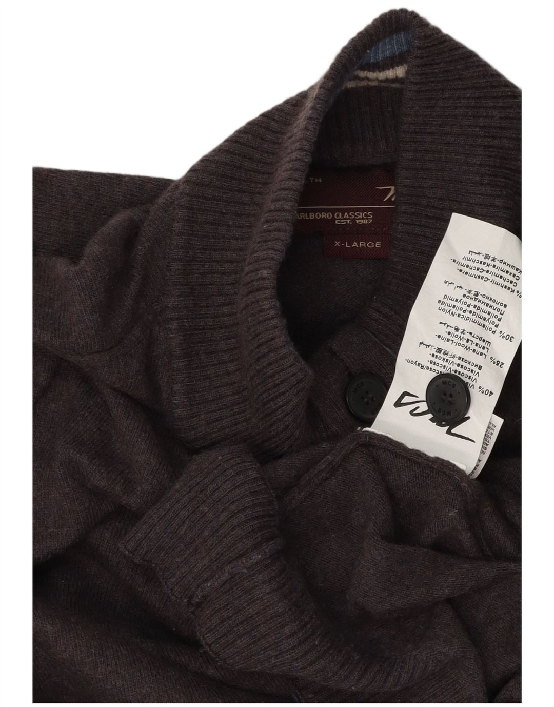 MARLBORO CLASSICS Damen-Pullover mit Knopfkragen, UK 18, XL, grauer Rayon