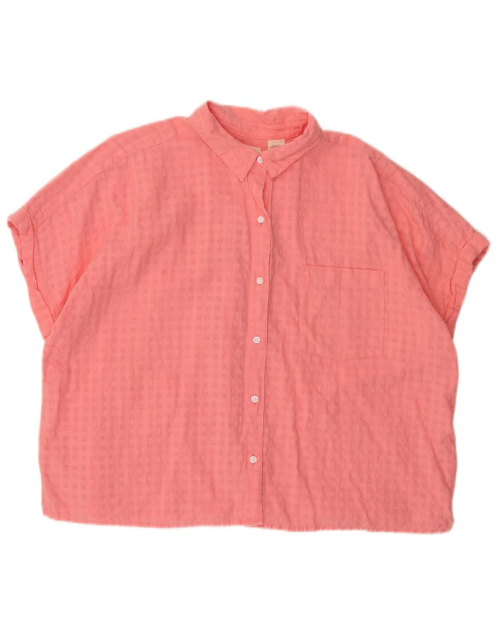 Levi's Damen-Kurzarm-Oversize-Hemd, Gr. 16, groß, rosa kariert