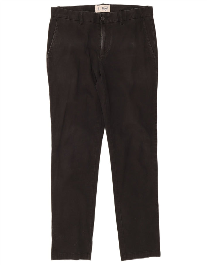 Penguin Slim Chino-Hose für Herren, W32, L32, schwarze Baumwolle