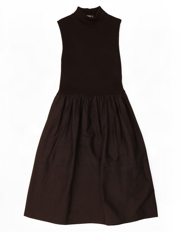 Zara Damen Ärmelloses Prinzessinnenkleid UK 12 Mittelschwarze Baumwolle