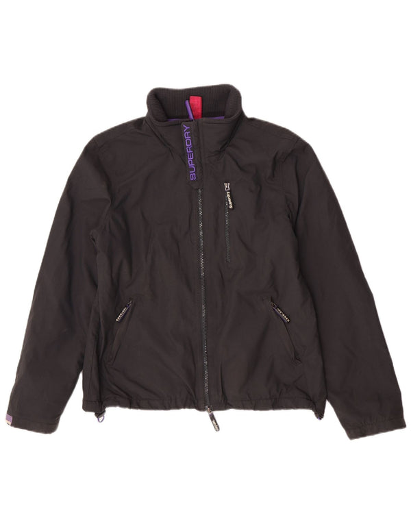 Superdry Damen The Windhiker Graphic Windjacke UK 14 Large Schwarz