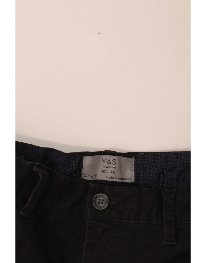 Marks & Spencer Herren Straight Regular Fit Chinohose W32 L29 Schwarz