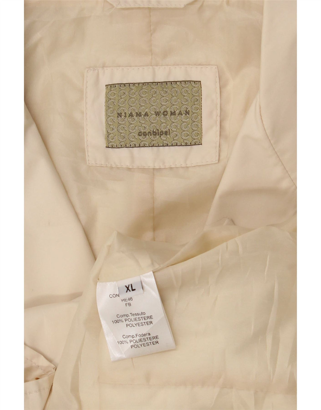 CONBIPEL Womens Overcoat UK 18 XL Off White Polyester Vintage Conbipel and Second-Hand Conbipel from Messina Hembry 
