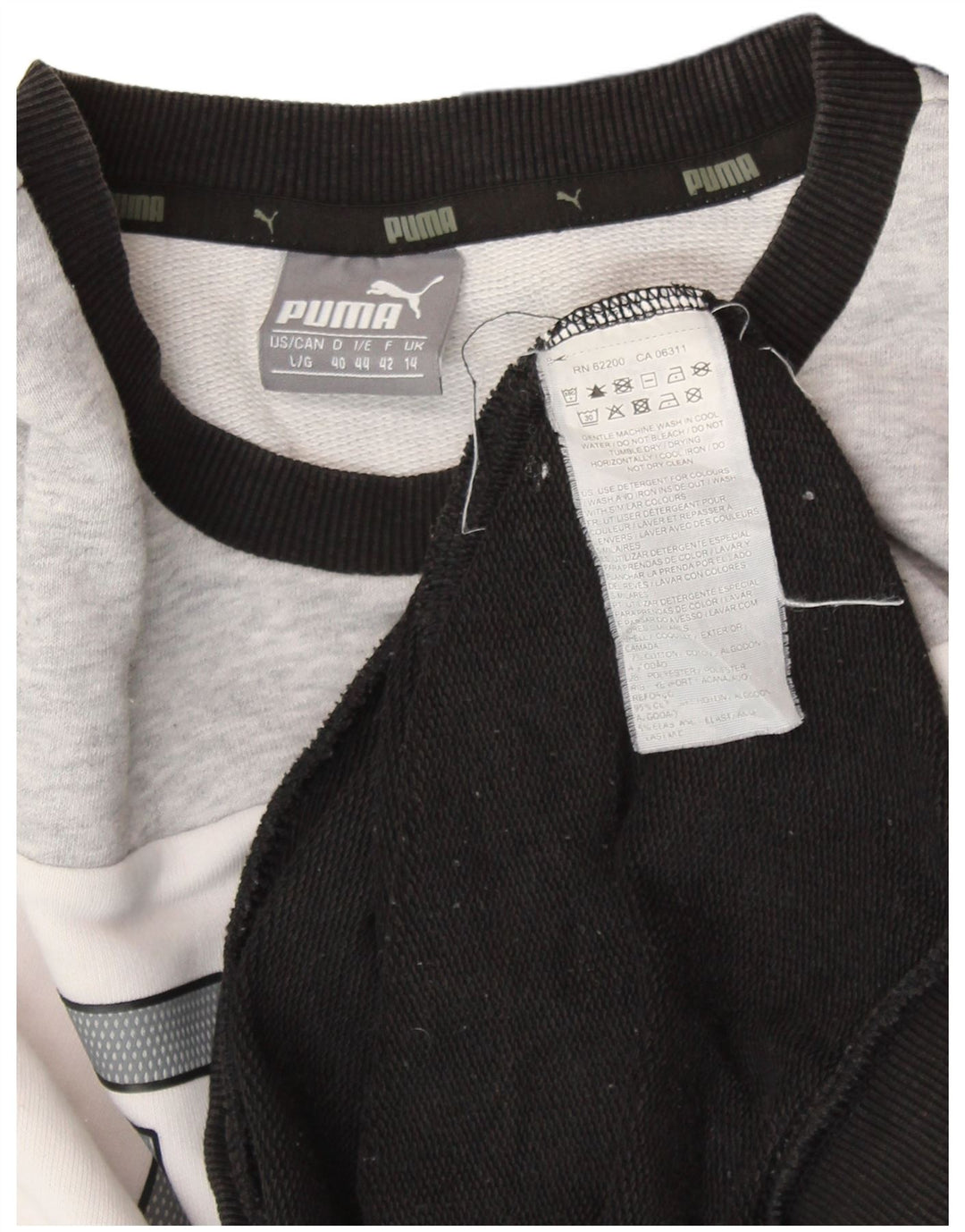 PUMA Damen Graphic Sweatshirt Pullover UK 14 Large Schwarz Colourblock