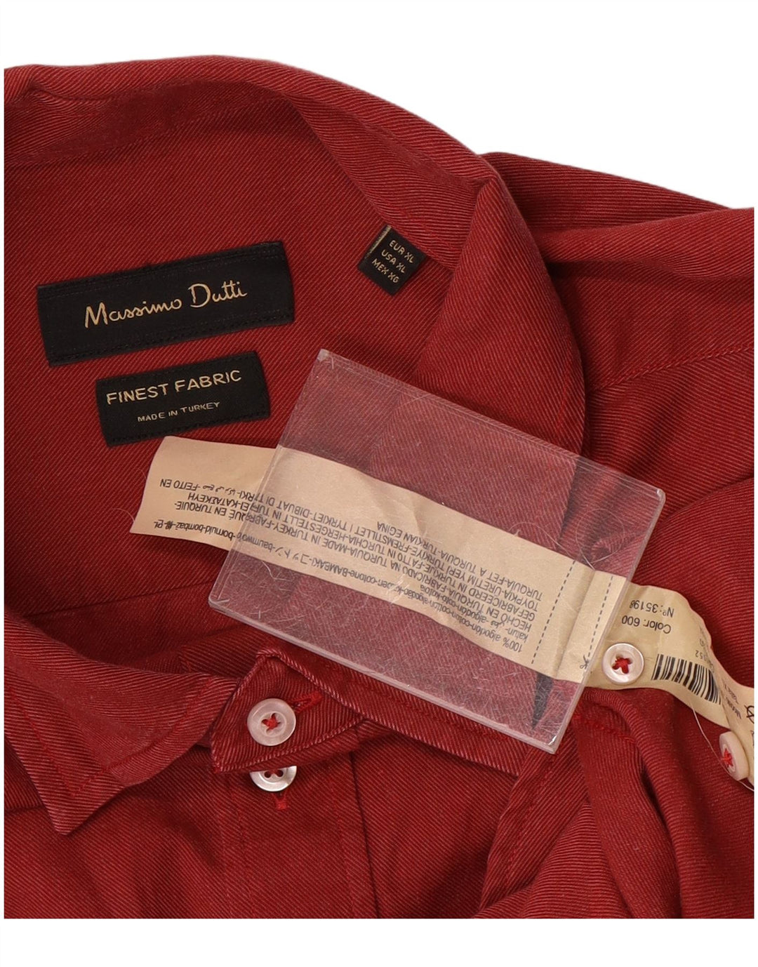 Massimo Dutti Herrenhemd XL, rote Baumwolle