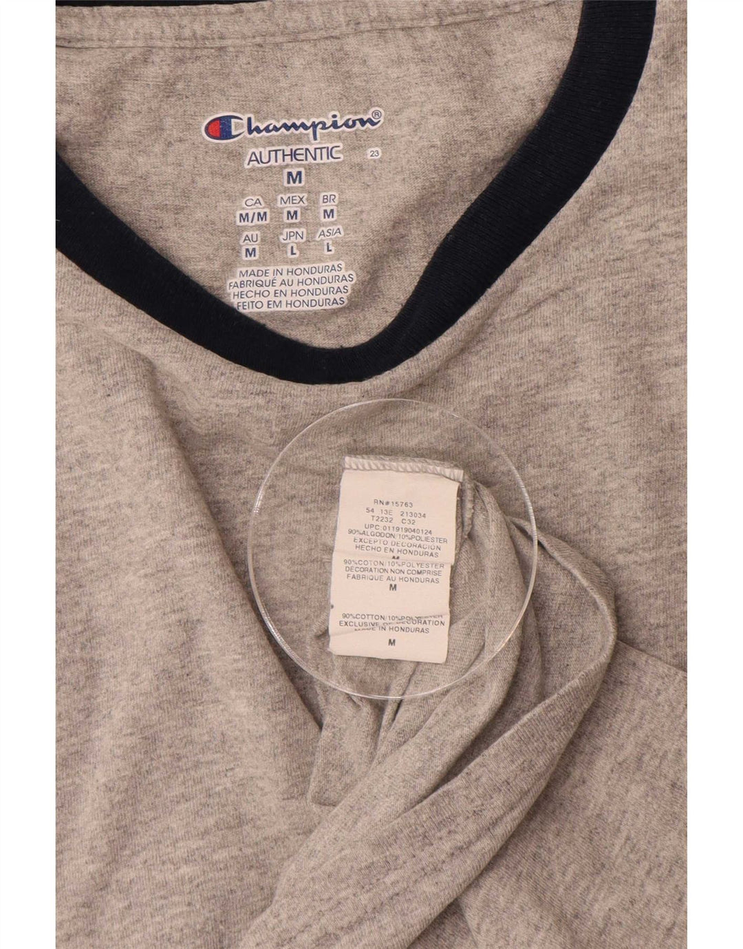 Champion Herren-T-Shirt-Oberteil aus mittelgrau gesprenkelter Baumwolle