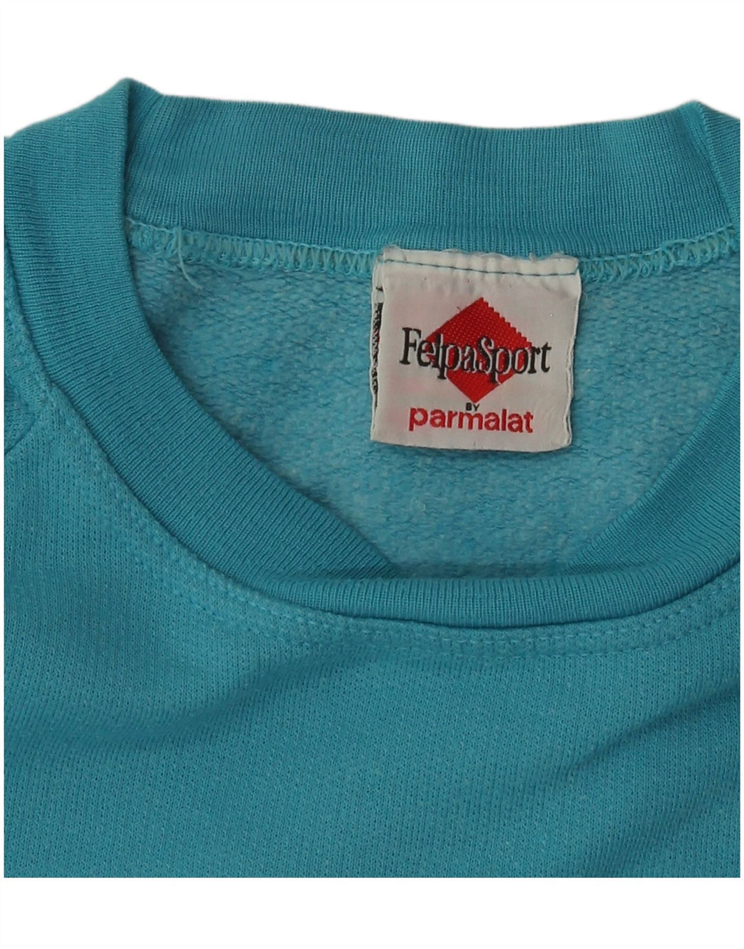 Vintage Damen Grafik Sweatshirt Pullover UK 14 Mittelblaue Baumwolle