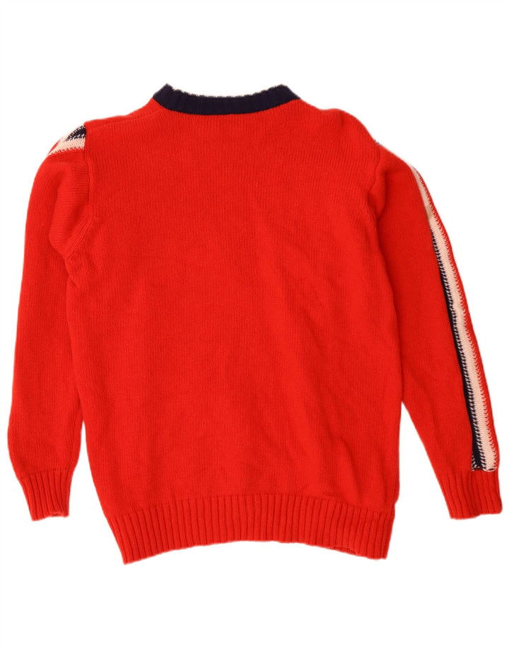 Luis Trenker Damen Pullover mit grafischem U-Boot-Ausschnitt, Größe 50, XL, rote Wolle