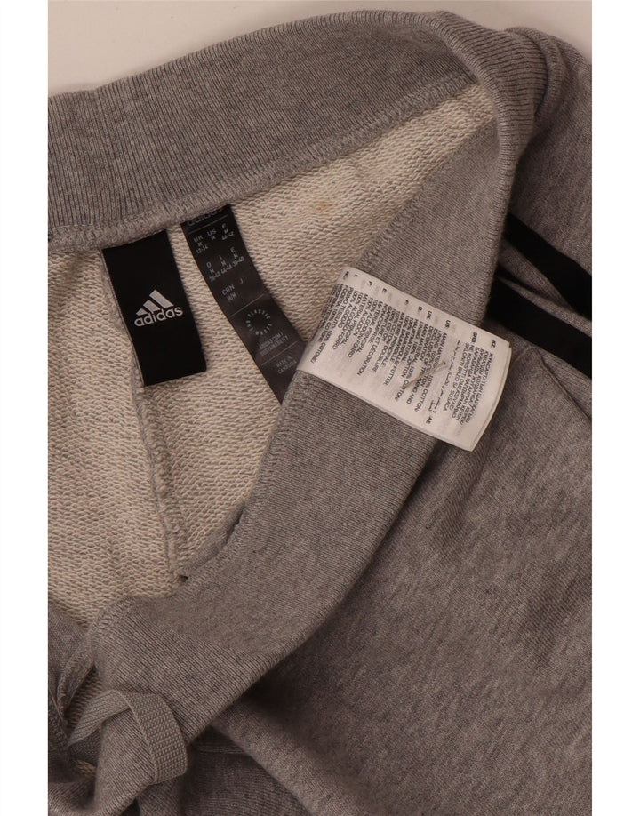 Adidas Damen-Trainingshose UK 12/14 mittelgraue geblümte Baumwolle