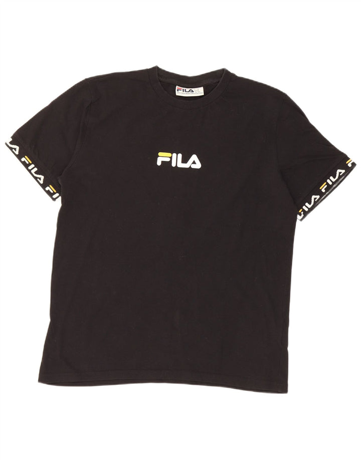 Fila Herren Grafik-T-Shirt-Oberteil aus mittelschwarzer Baumwolle