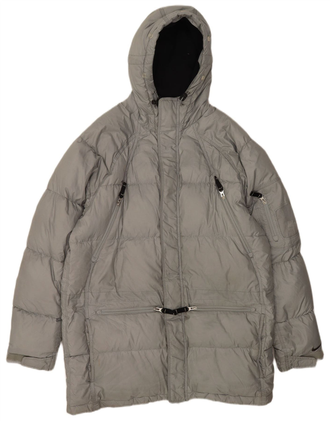 Nike Herren Kapuzenmantel mit lockerer Passform, gepolstert, UK 39/41, mittelgraues Polyester