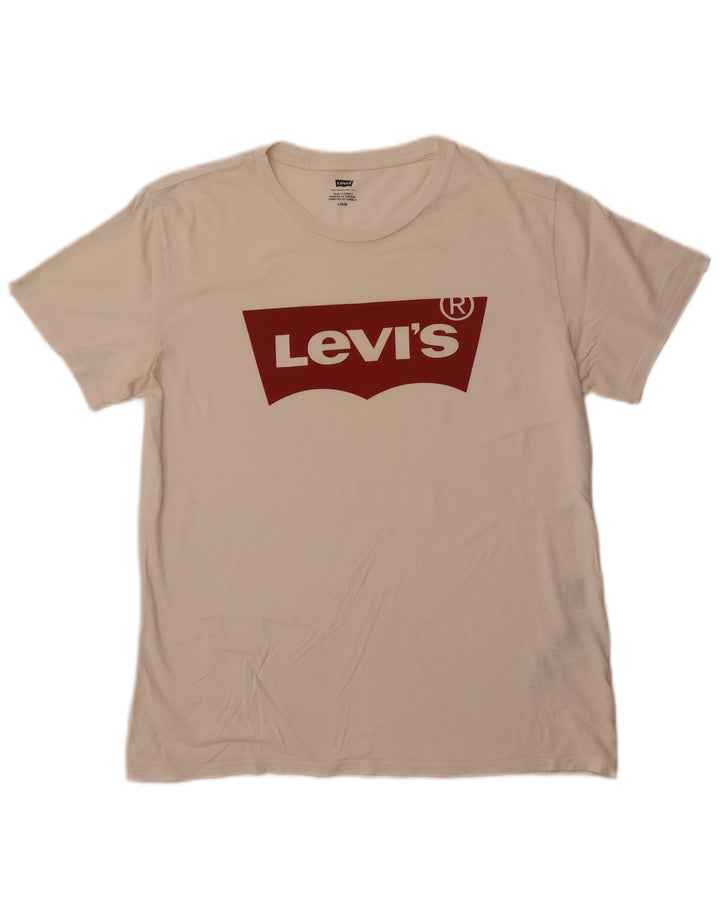 LEVI'S Herren-T-Shirt mit Grafik, Größe L, cremefarbene Baumwolle