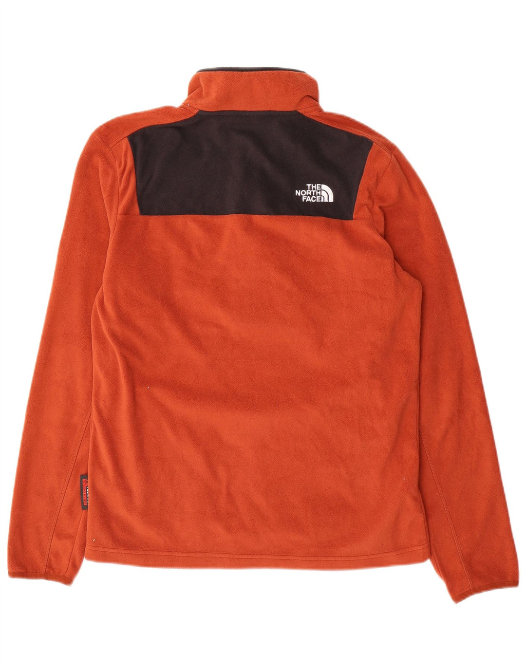 The North Face Herren-Fleecepullover mit Knopfkragen, Größe S, Orange, Farbblockdesign