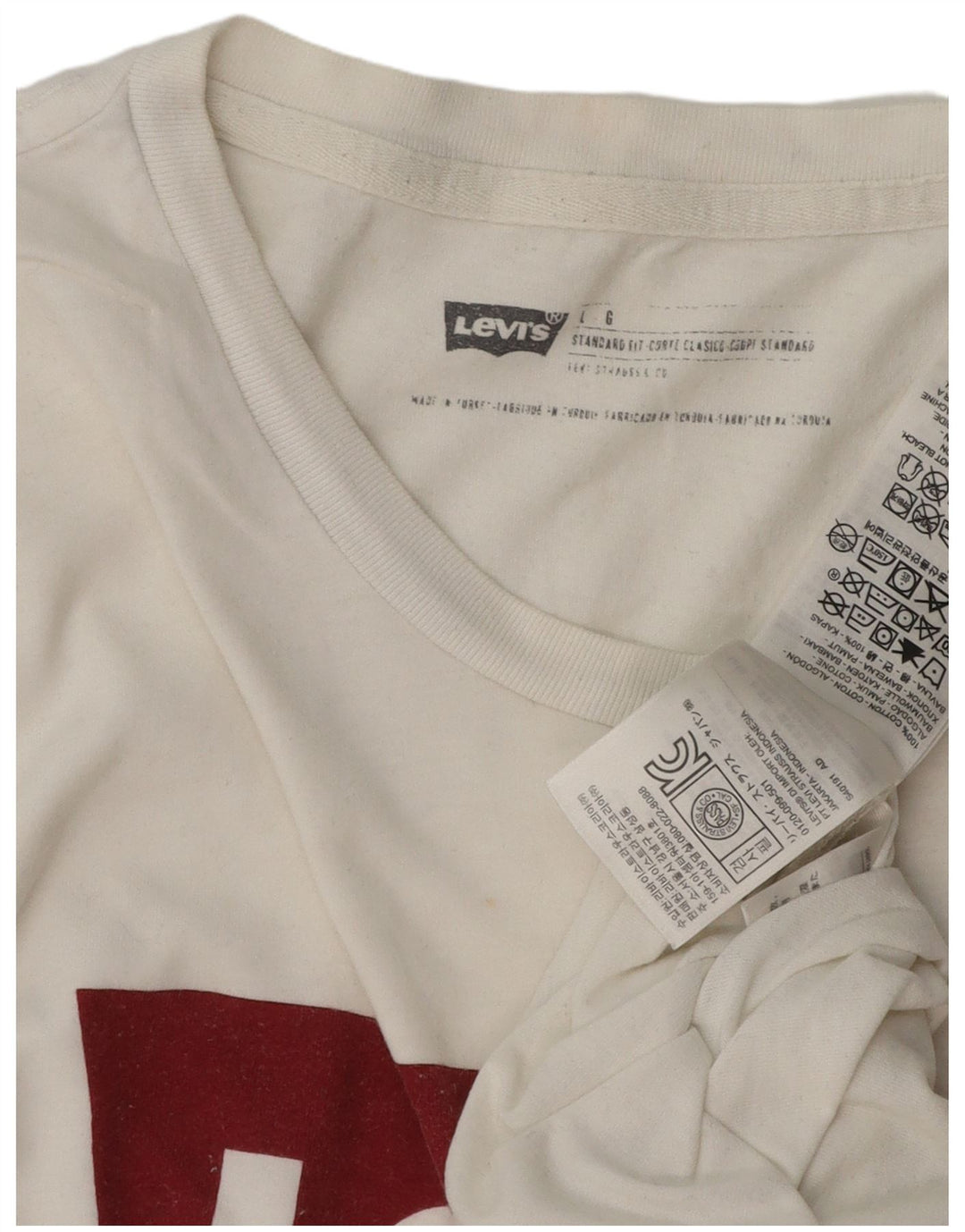 Levi's Herren-T-Shirt mit Standard-Passform, Grafik, Größe L, aus weißer Baumwolle