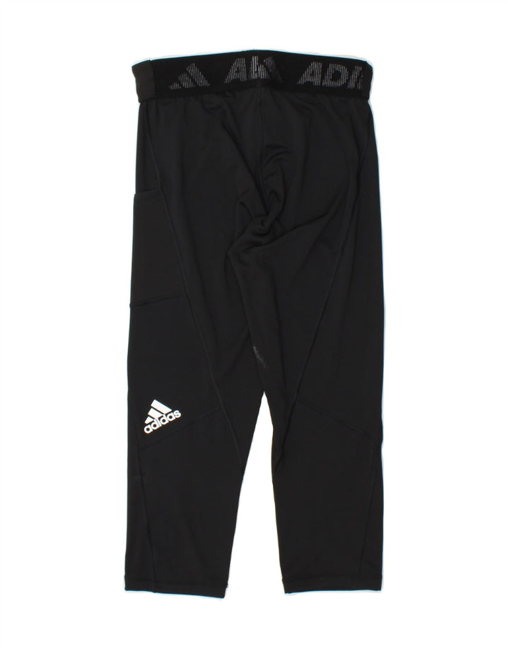 ADIDAS Womens Capri Graphic Leggings UK 12/14 Medium Black Polyester Vintage Adidas and Second-Hand Adidas from Messina Hembry 