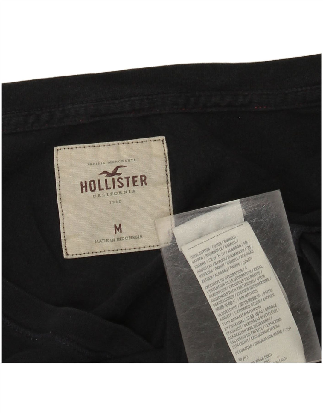HOLLISTER Damen Top Langarm UK 12 Medium Schwarz Baumwolle