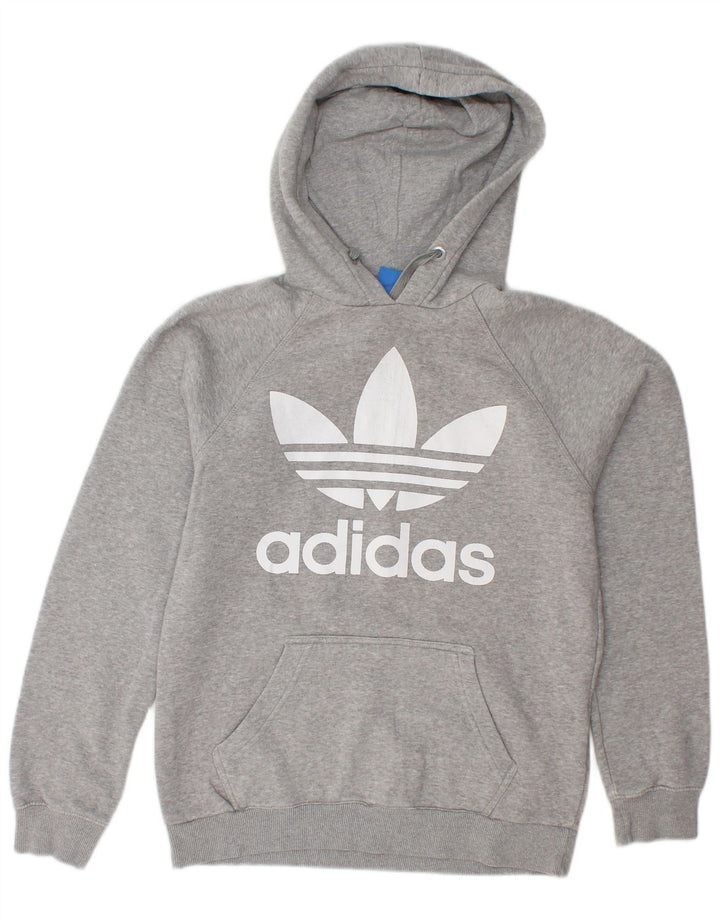 ADIDAS Damen Graphic Hoodie Pullover UK 10 Small Graue Baumwolle