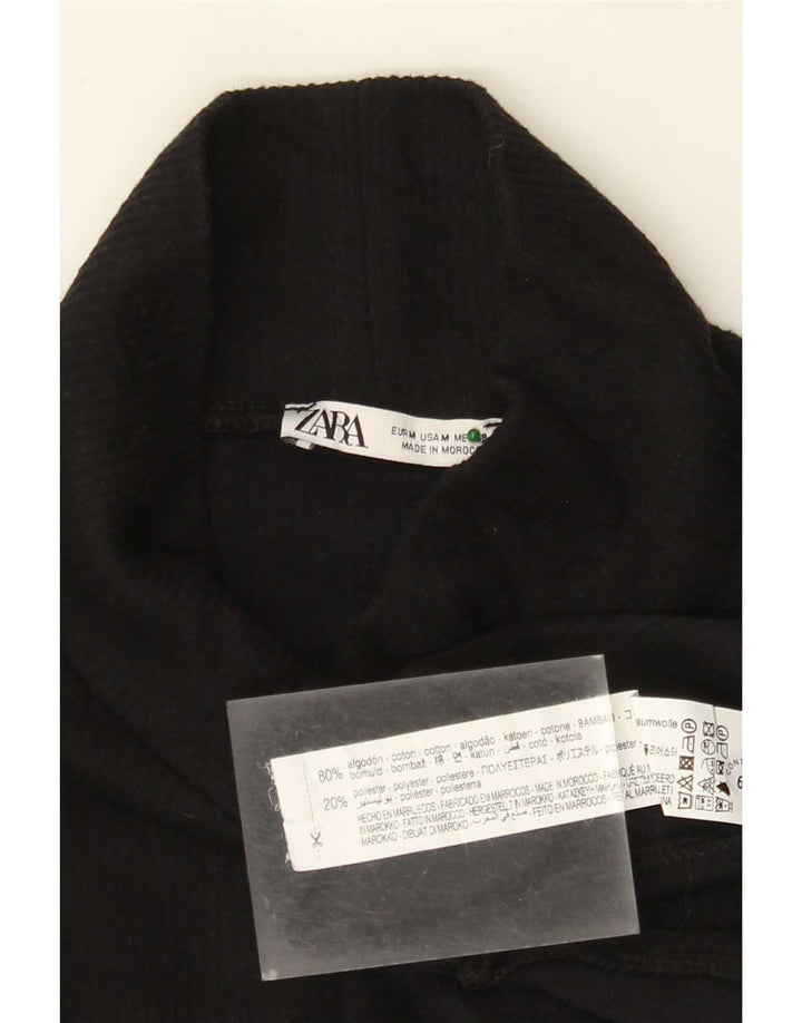 Zara Damen Übergroßes Top Langarm UK 14 Medium Schwarz Baumwolle