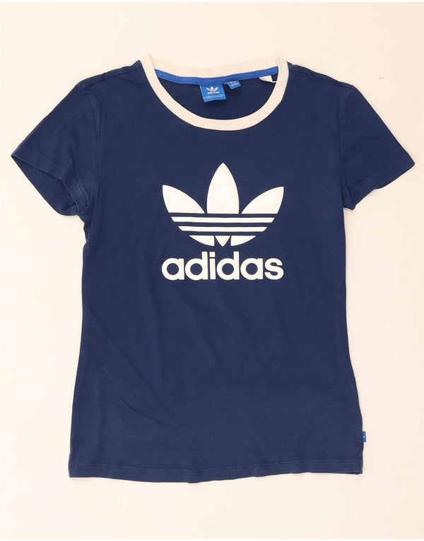 Adidas Womens Graphic T-Shirt Top UK 8 Small Navy Blue