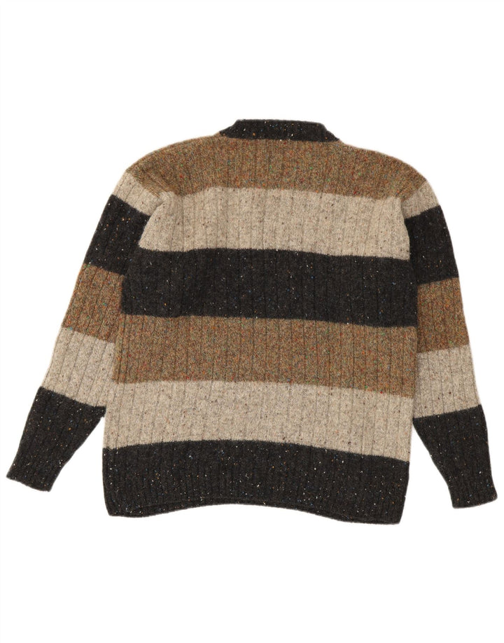 Trussardi Herren-Pullover mit Rundhalsausschnitt, mittelgroße, mehrfarbig gestreifte Wolle