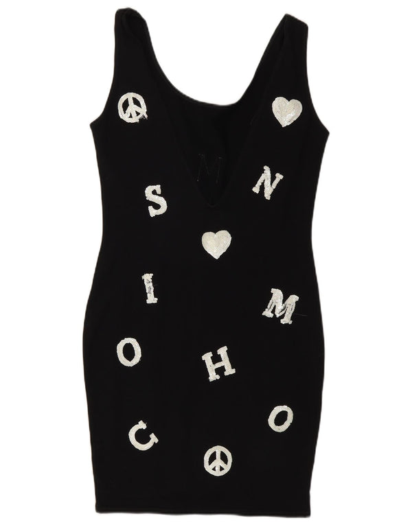Grafisches, figurbetontes Kleid für Damen von Moschino, UK 14, mittelschwarz, Designer