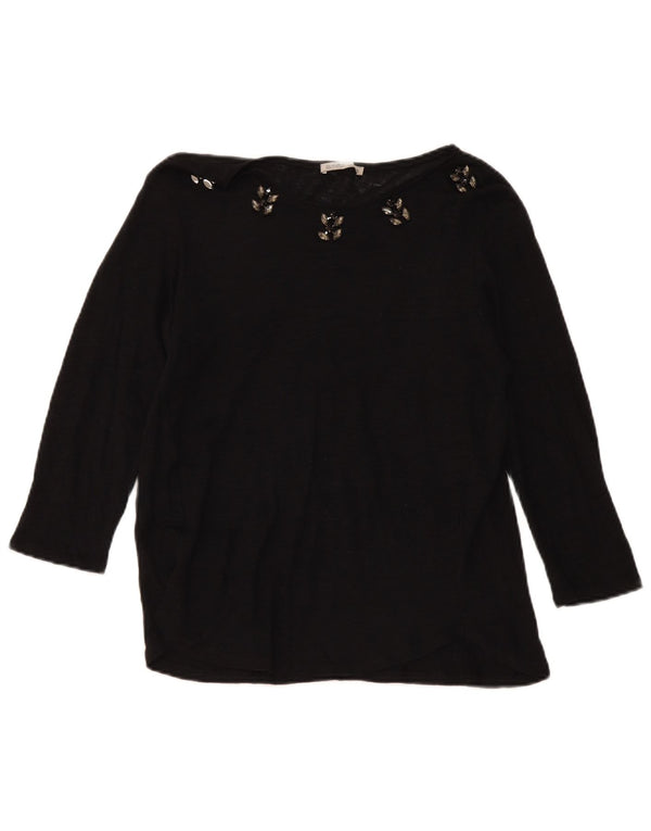 Zara Damen Top Langarm UK 14 Large Schwarz
