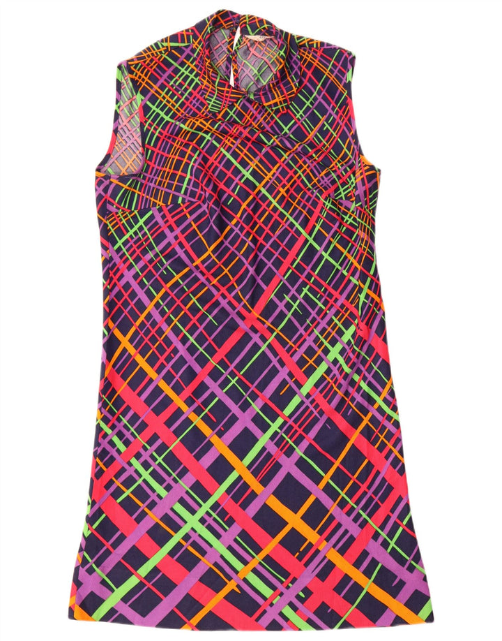 Vintage Damen Ärmelloses A-Linien-Kleid IT 42 Medium Mehrfarbig Geometrisch