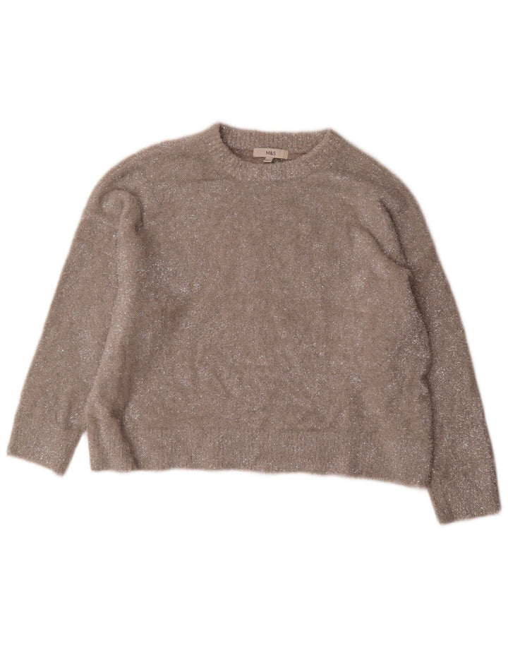 Marks & Spencer Damen-Pullover, übergroß, Rundhalsausschnitt, Gr. 40, Größe L, Grau