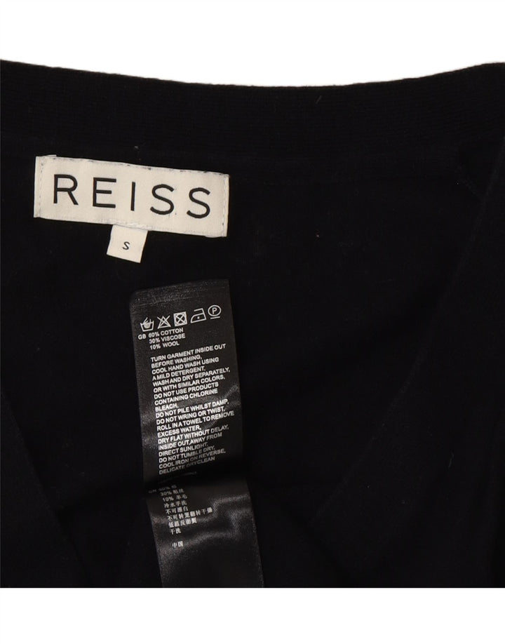 Reiss Herren-Cardigan, Größe S, schwarze Baumwolle