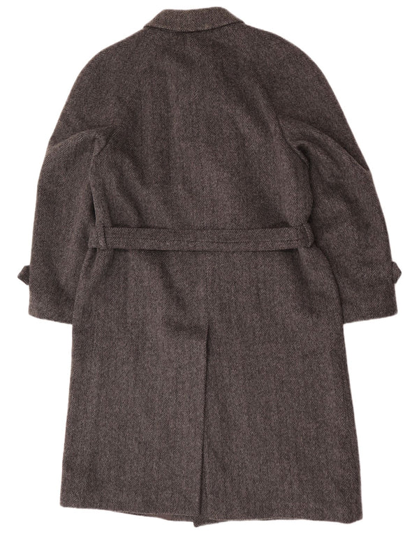 Vintage Mens Overcoat EU 54 2XL Grey Herringbone