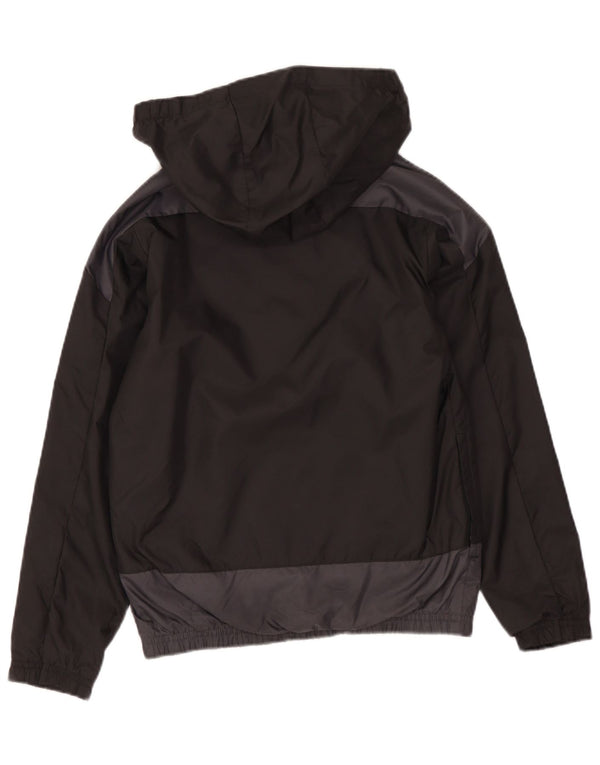 PUMA Mädchen-Regenjacke mit grafischer Kapuze, 7–8 Jahre, schwarzes Colourblock-Nylon