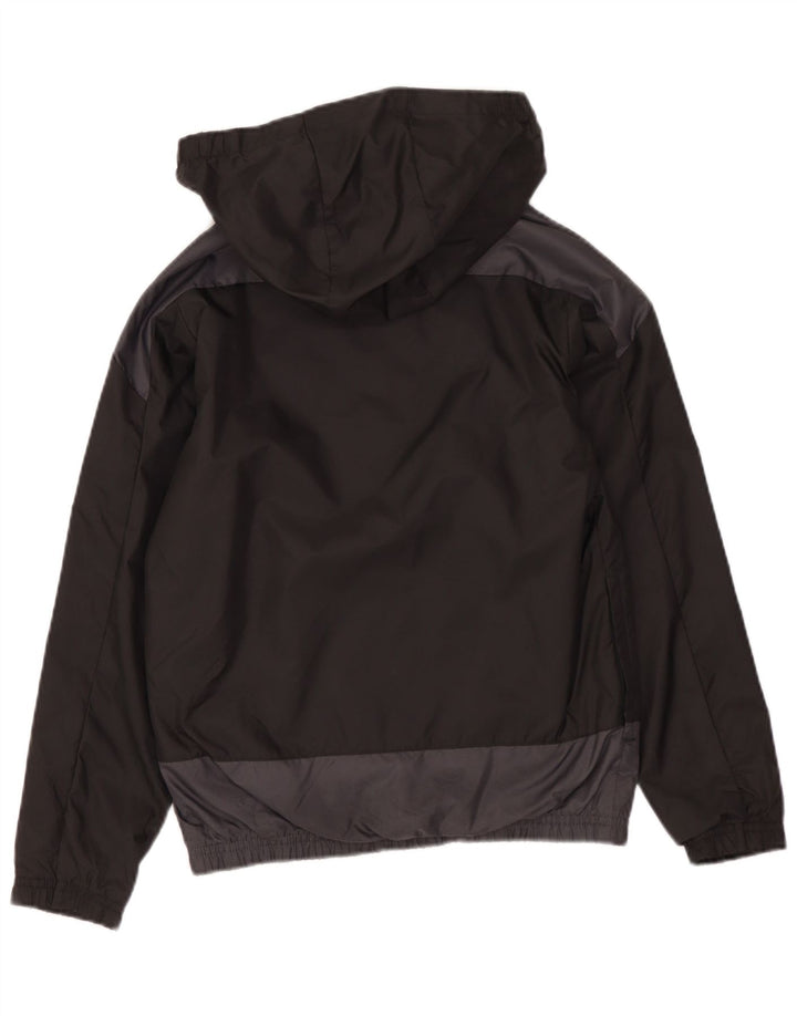PUMA Mädchen-Regenjacke mit grafischer Kapuze, 7–8 Jahre, schwarzes Colourblock-Nylon