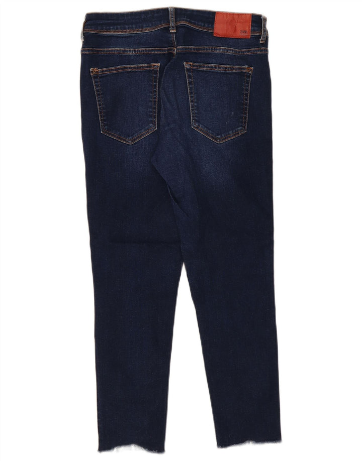 Zara Damen Distressed-Cropped-Jeans EU 38 Small W28 L26 Marineblau