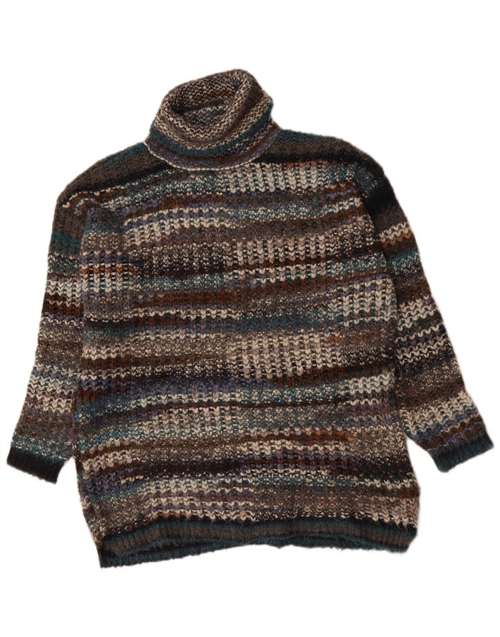 ZARA Damen-Pullover mit Rollkragen, Gr. 14, mittelmehrfarbig gestreift