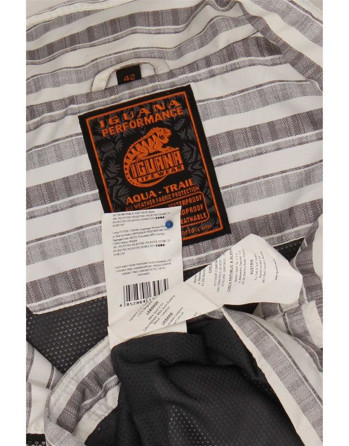 Iguana Herren-Regenjacke mit Kapuze, UK 42, XL, grau gestreift, Polyester