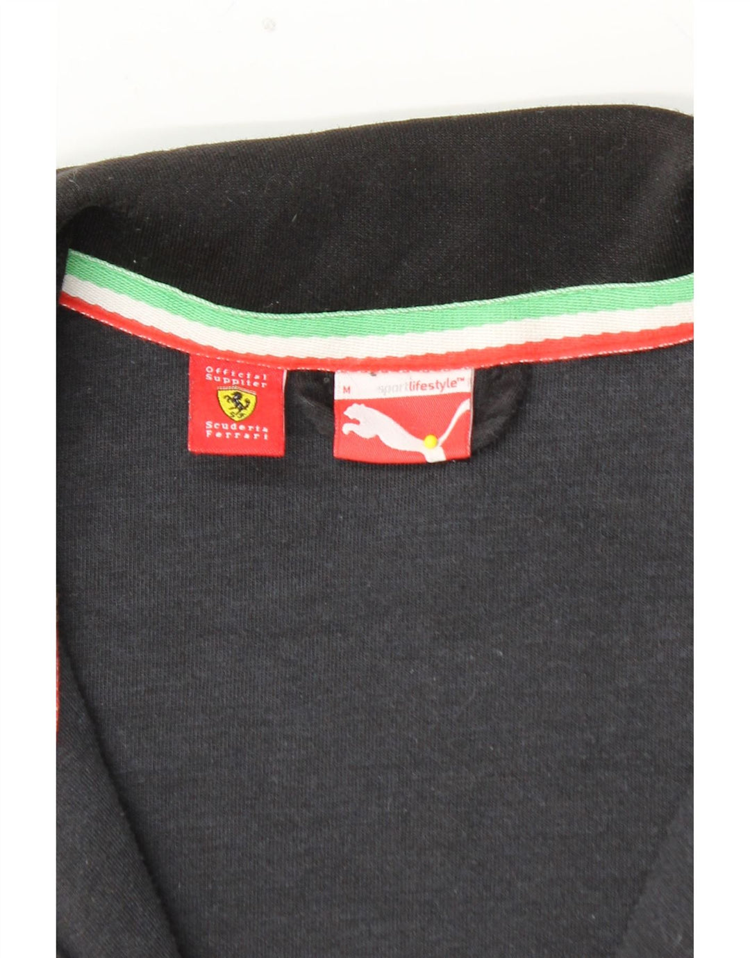 PUMA Damen Ferrari Trainingsanzug Top Jacke UK 14 Medium Schwarz gestreift