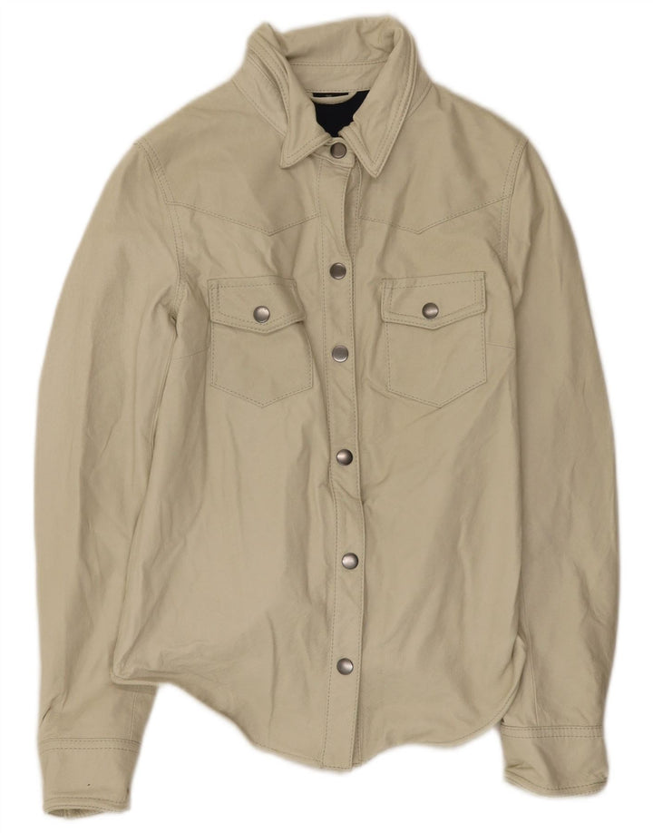 Vintage Damen Lederjacke EU 36 Small Beige