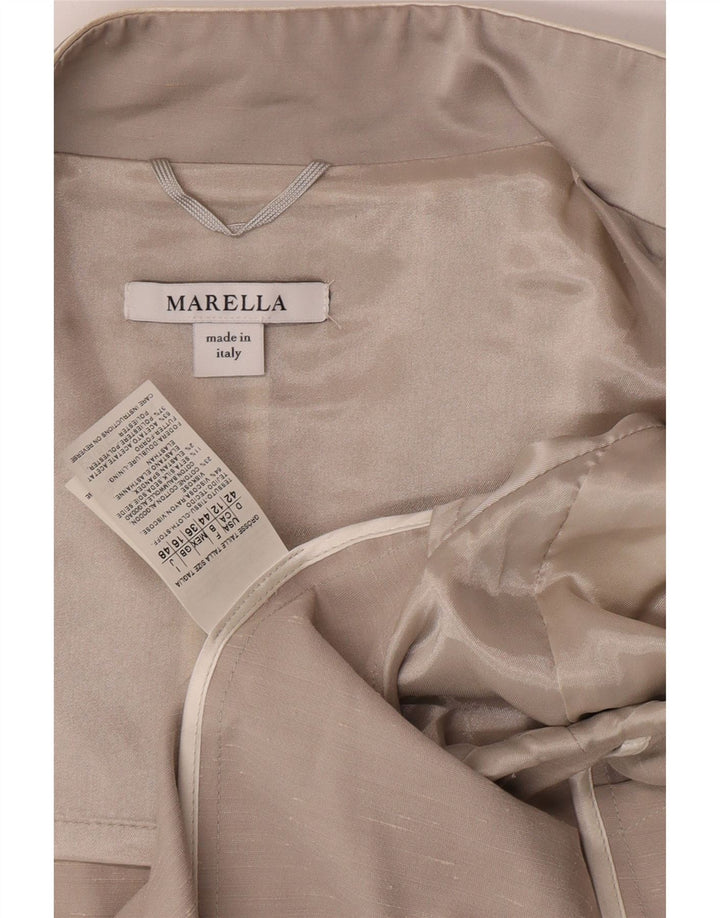 Marella Damen-Blazer, offener Blazer, Jacke, UK 44, Größe L, graue Viskose