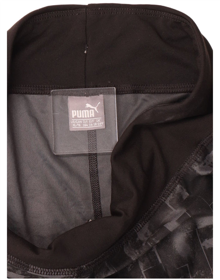 Puma Mädchen-Leggings, 13–14 Jahre, schwarz, geometrisch