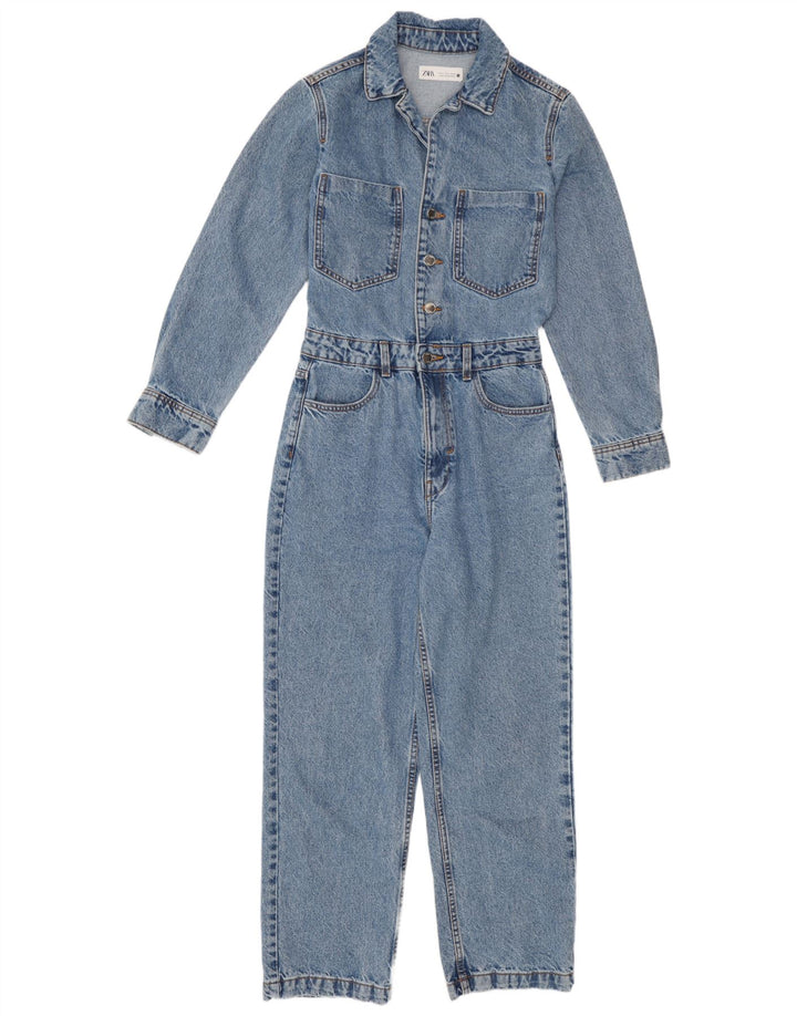 Zara Damen-Jeans-Overall, Größe S, Blau, Baumwolle, UK 10