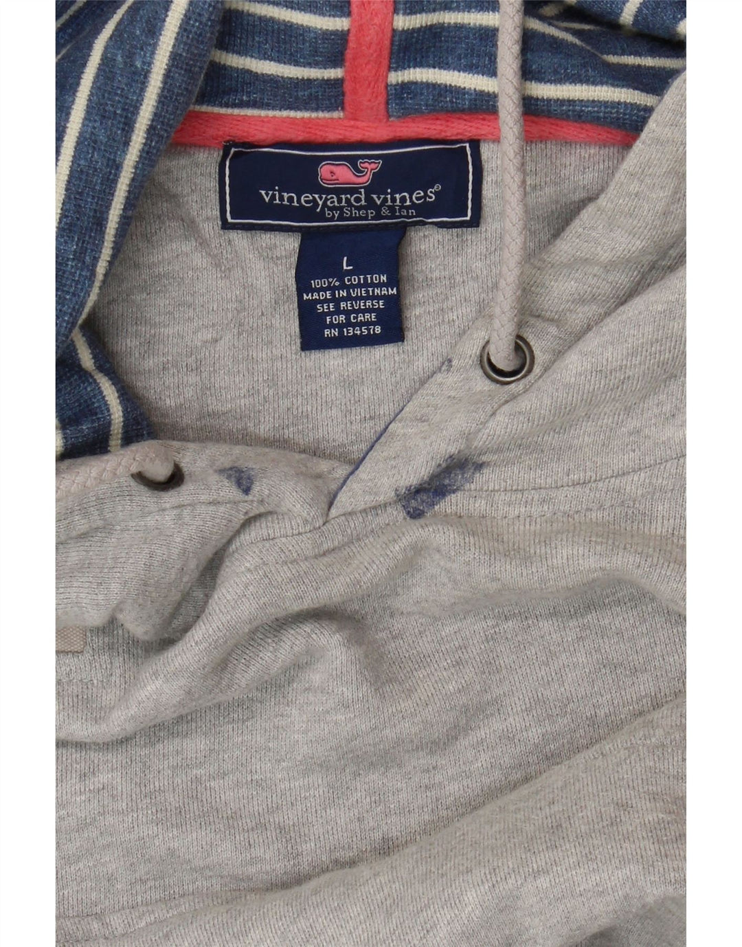 VINEYARD VINES Herren-Kapuzenpullover, groß, graue Baumwolle