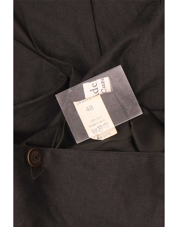 Vintage Damen Zweireihige Blazerjacke IT 48 XL Graues Leinen